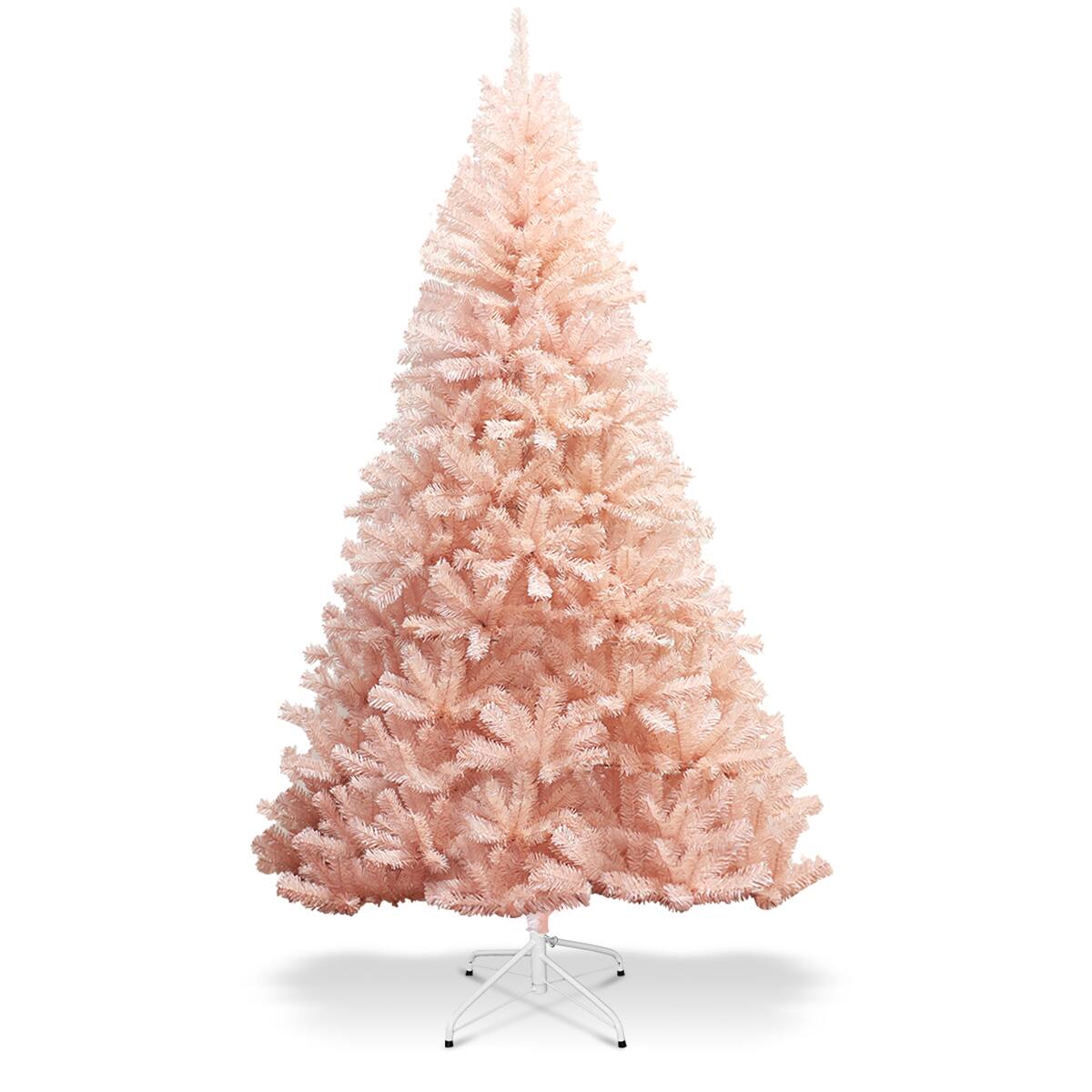 Costway - 6ft Christmas Tree Hinged Full Fir Tree Metal Metal Season - Pink
