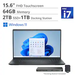 Dell - Inspiron - 15.6" 2K Touchscreen Laptop - Intel Core i7 1355U 2023 - 64GB Memory - 2TB Storage - Carbon Black