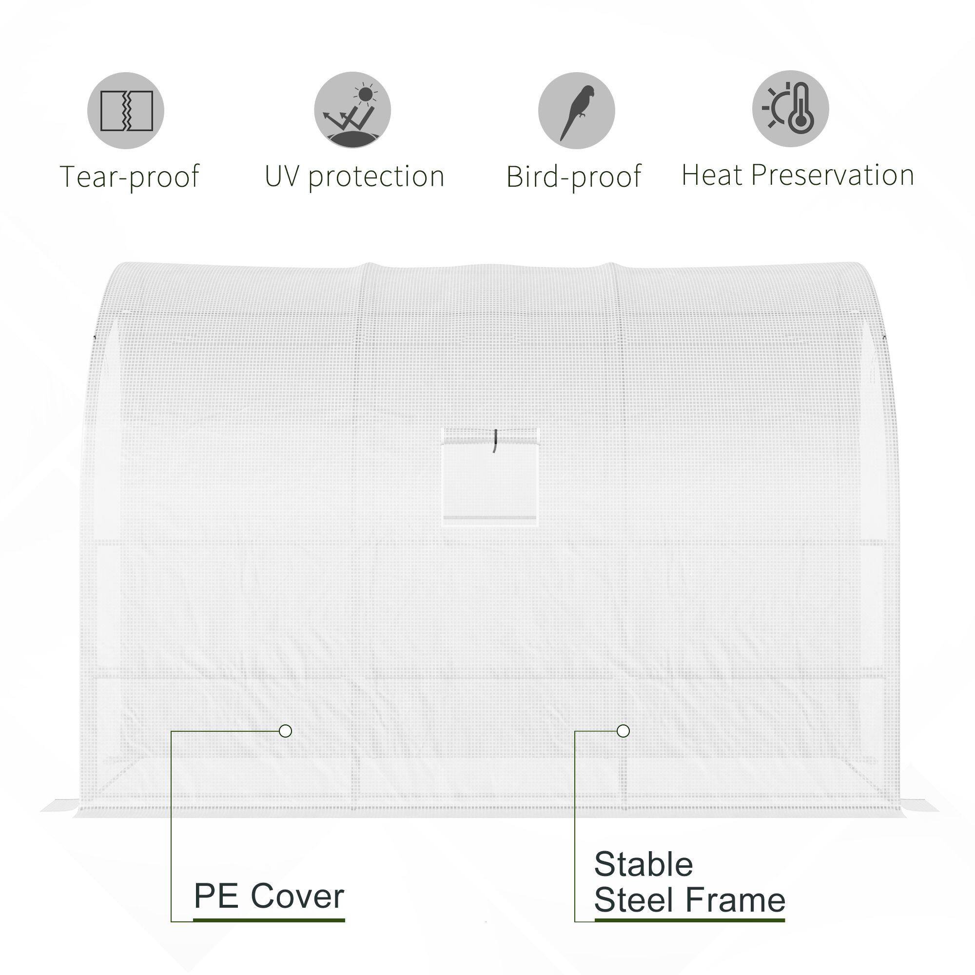 PE Cover, Stable Steel Frame, Tear-proof, UV protection, Bird-proof, Heat Preservation