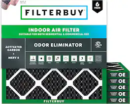 Filterbuy - 24x24x1 MERV 10 Odor & Allergy Defense, Electrostatic Pleated HVAC AC Furnace Air Filters Replacement (6-Pack) - Black