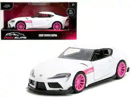2020 Toyota Supra Wheels "Pink Slips" Series 1/32 Diecast Model Car by Jada - White Metallic With Pink