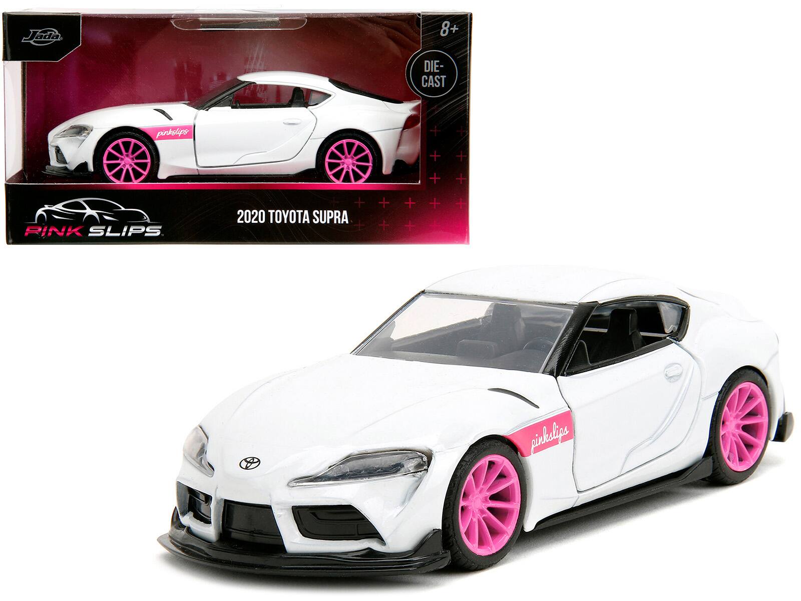 2020 Toyota Supra Wheels "Pink Slips" Series 1/32 Diecast Model Car by Jada - White Metallic With Pink