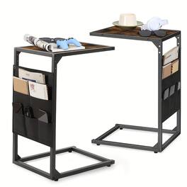 Oumilen - C-Shaped Side Table with Detachable Storage Pockets (Set of 2) - Brown