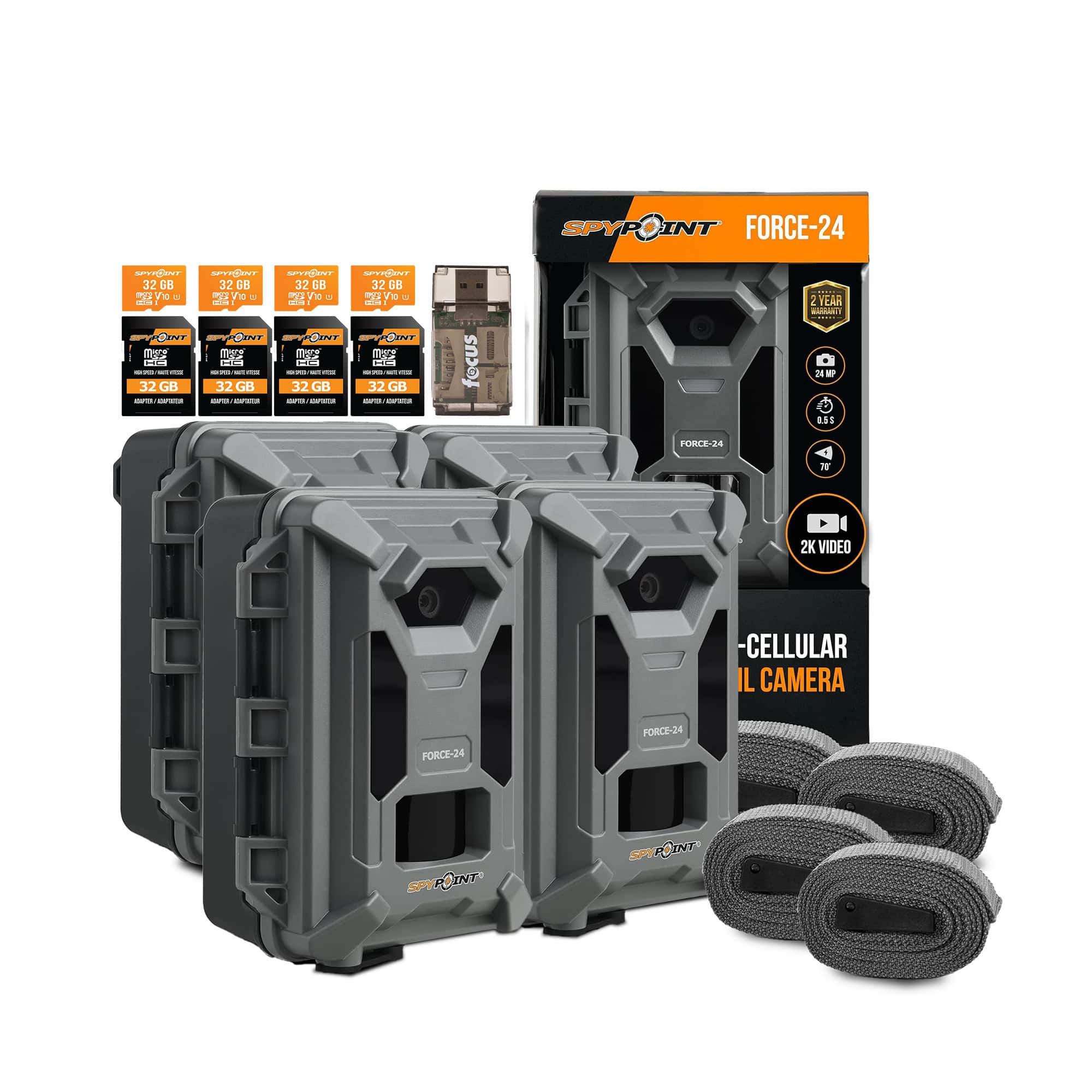 Spypoint - Force-24MP Non-Cellular 2k Video Trail Camera Bundle (Twin Pack)