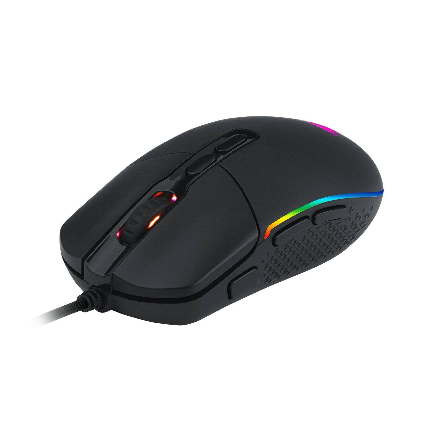 Left. REDRAGON - M719 RGB INVADER Wired Optical Gaming Mouse, 7 Programmable Buttons, RGB Backlit, 10,000 DPI with Fire Button - Black.