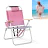 Winado - 1PC Portable Aluminum Backpack Beach Chair with Adjustable Straps, 3-Position Reclining, Cup Holder, High Lightweight - Pink Gradient