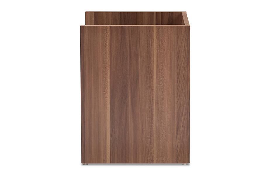 Back. Baxton Studio - Vanda Modern and Contemporary Two-Tone Walnut and Wood 1-Drawer Nightstand - Black/"Walnut" Brown.
