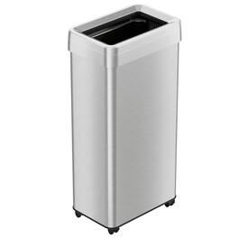iTouchless - 21 Gallon Stainless Steel Rectangular Open Top Kitchen Trash Can with Wheels and Dual AbsorbX Odor Filters - Silver