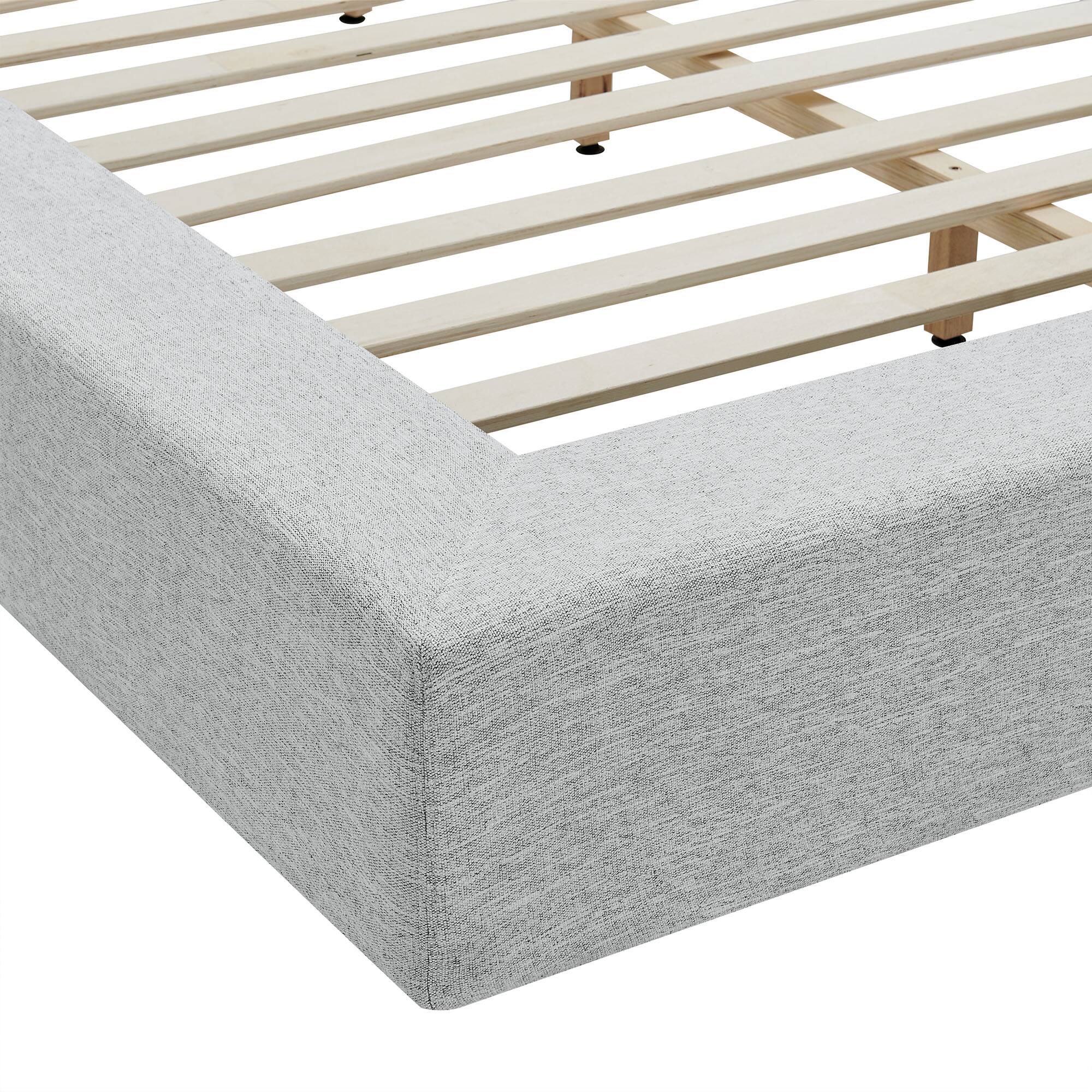 Alt View 6. Modway - Luma Chenille Upholstered King Platform Bed Frame by Modway - Light Gray Fabric.