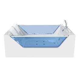 Empava - 71 in. x 48 in. Whirlpool Air Combination Bathtub Rectangular Lighted Thermostatic Bath Tub with Right Drain - White