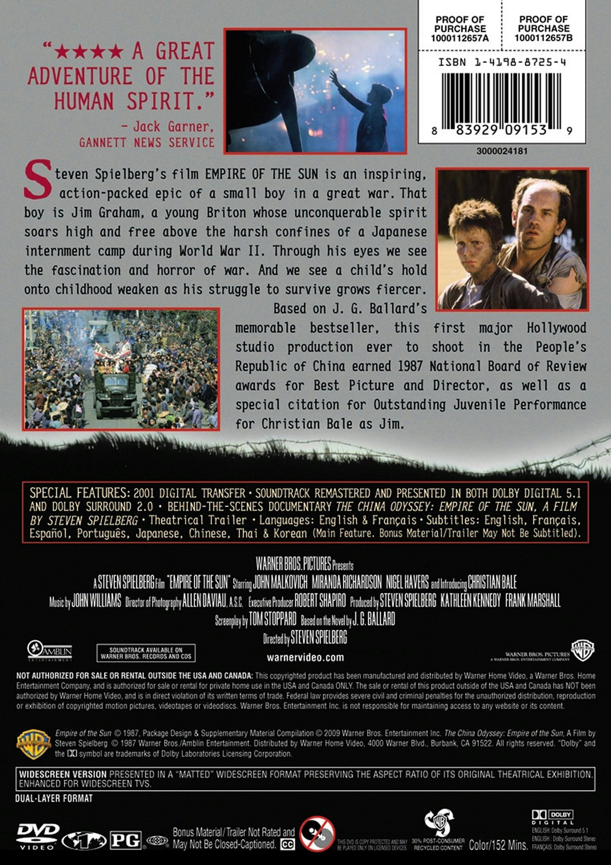 Back. Empire of the Sun (DVD New Packaging) [DVD].