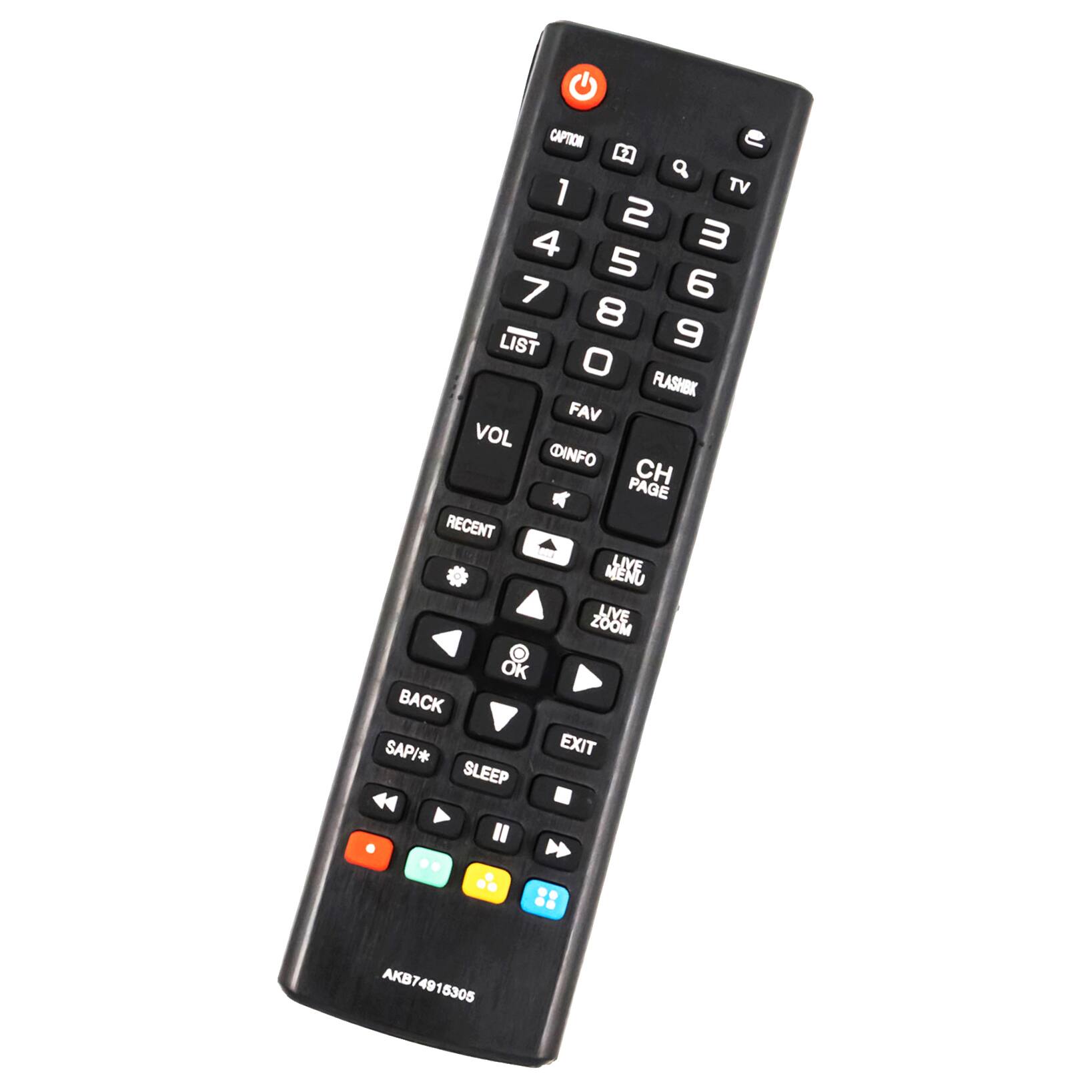 CAPTION a 1 TV 2 3 4 5 6 7 8 9 0 LIST FAV FLASHBK VOL INFO CH PAGE RECENT 1 LIVE MENU LIVE ZOOM OK BACK SAP/* EXIT SLEEP AKB74915305