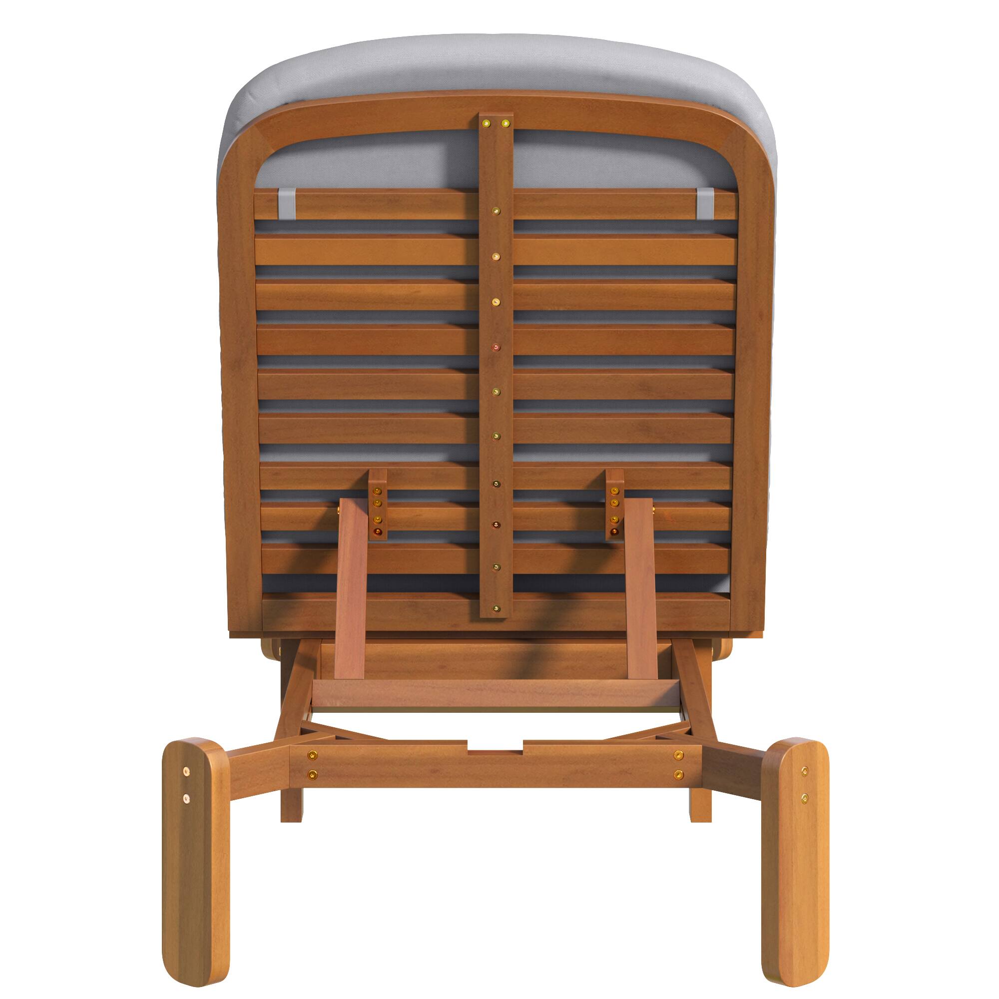 Back. Whisen - Outdoor Adjustable Reclining Chaise Lounge with Thick Cushions for Patio, Poolside, or Beach - Gray.