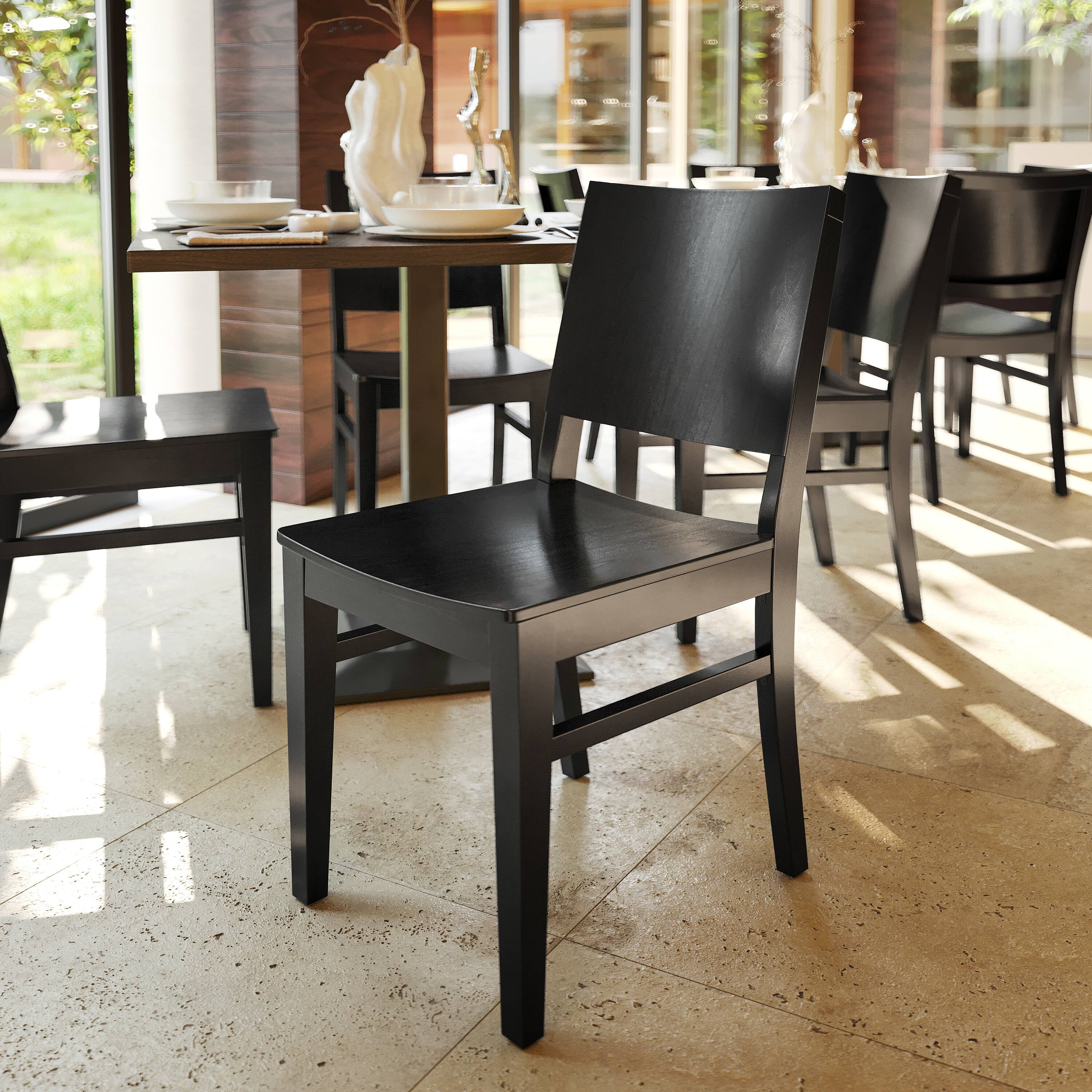Alt View 2. Flash Furniture - 2 Pack Naples Commercial Grade Solid Wood Dining Chairs with Curved Backrests and Black Finish - Black.
