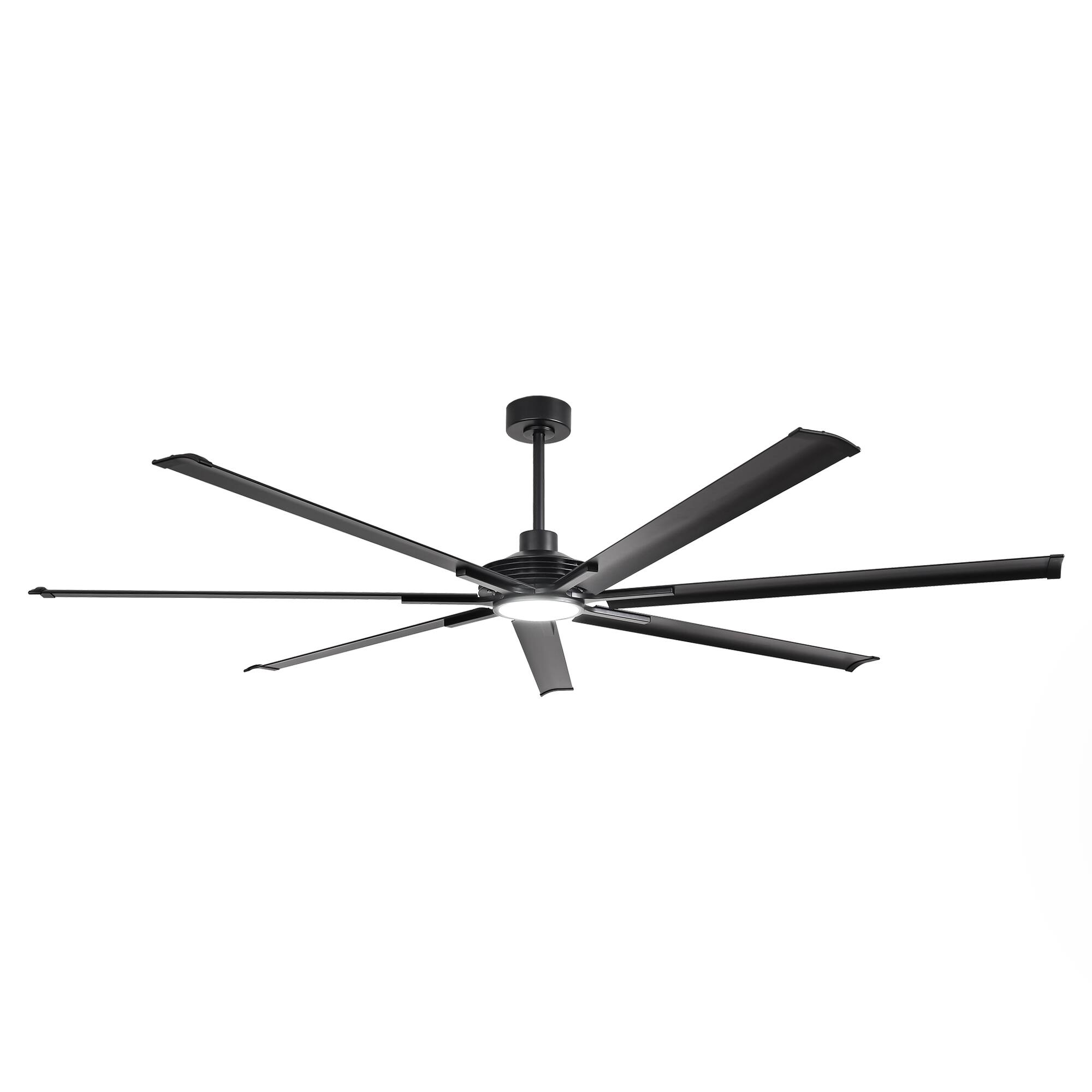 Alt View 7. Parrot Uncle - 120-inch Black Industrial Extra Large Commercial HVLS LED Ceiling Fan with 8 Aluminum Blades and Remote Control - Black.