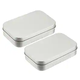 Unique Bargains - Metal Tin Box with Lid Rectangular Empty Container for Home Organizer Gifts Crafts - Silver