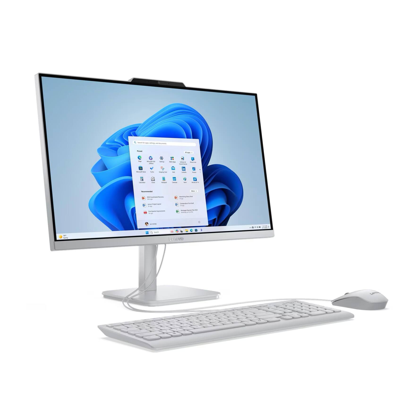 Alt View 6. Lenovo - A100 All-in-One 23.8 FHD Display (N100, 32GB, 1TB SSD, Intel UHD, WiFi 6, Webcam, Win 11 Pro) w/USB Hub - Cloud Grey.