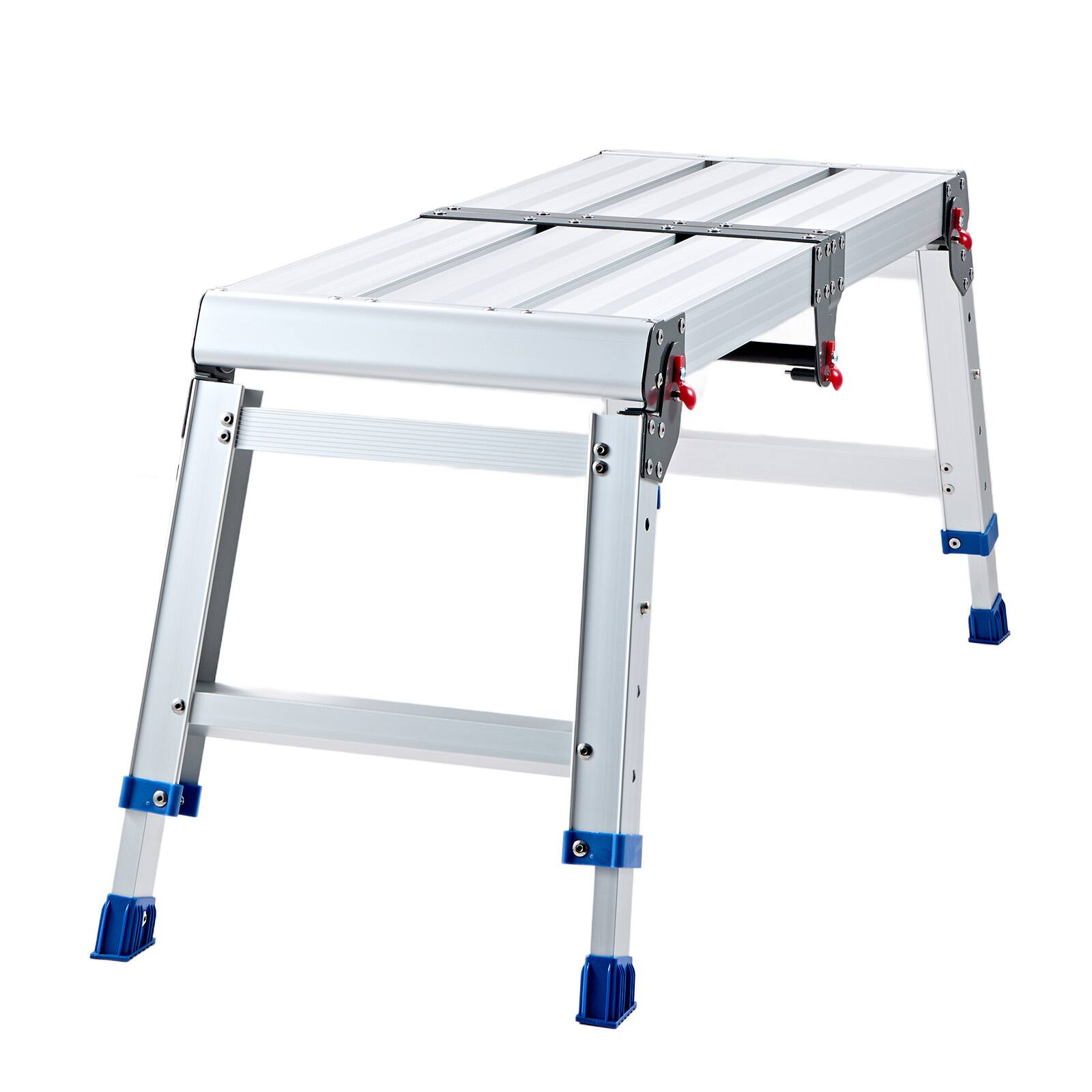 Alt View 5. VEVOR - Folding Work Platform, Adjustable Height 14.2-20 in, 500 lbs Capacity Aluminum Step Stool, Heavy Duty Non-Slip Platform - Silver.
