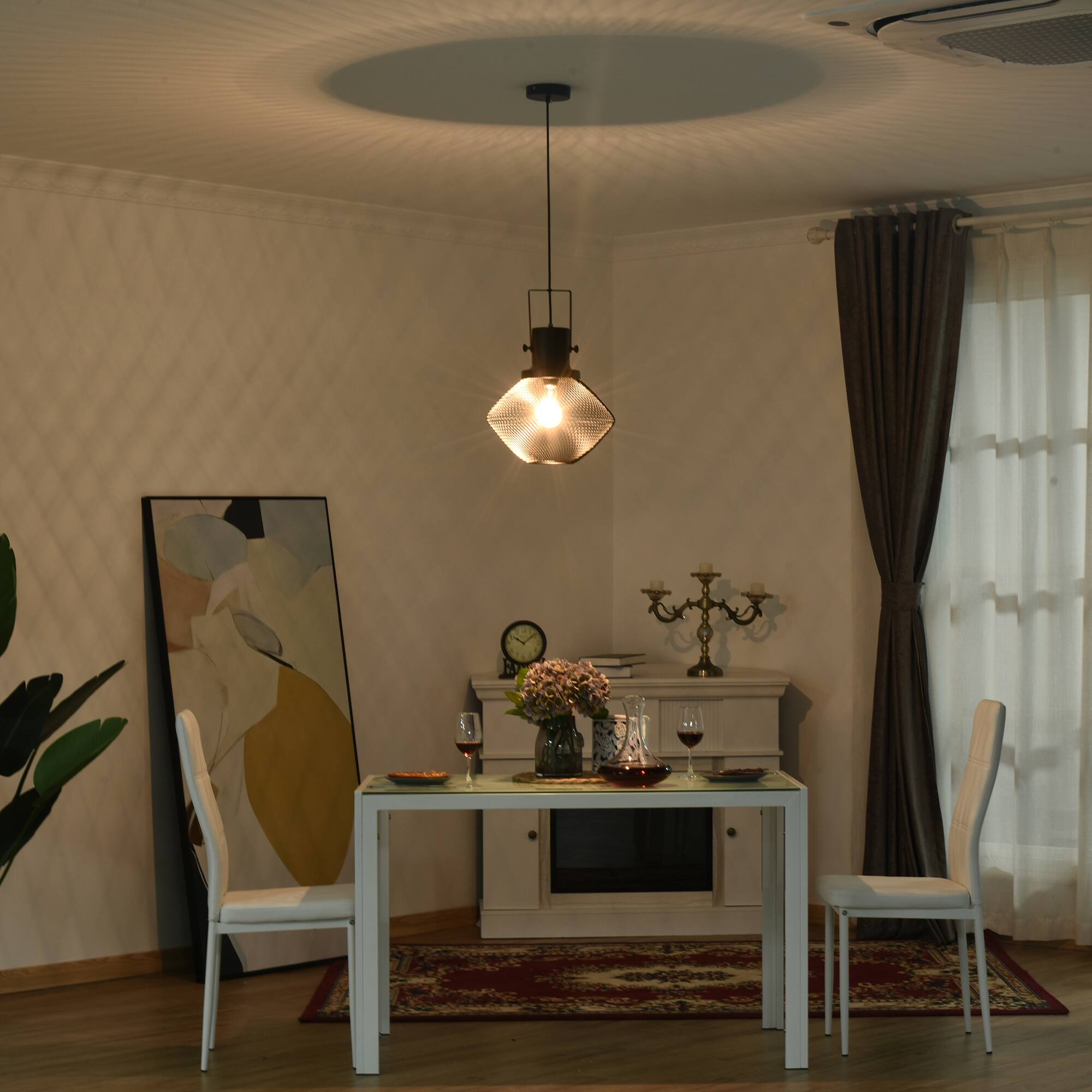 Alt View 1. Homcom - Pendant Light Fixtures with Adjustable Hanging Chain - Black.
