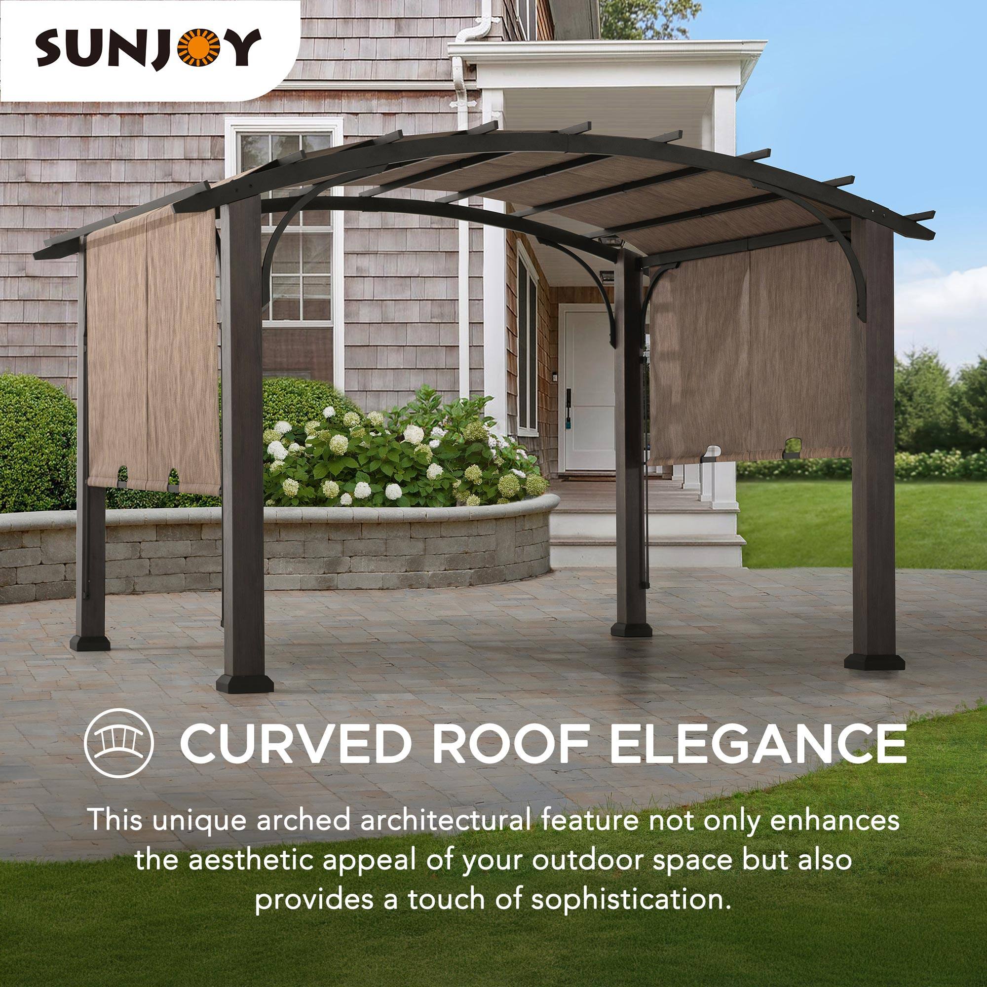 SUNJOY

CURVED ROOF ELEGANCE

This unique arched architectural feature not only enhances the aesthetic appeal of your outdoor space but also provides a touch of sophistication.