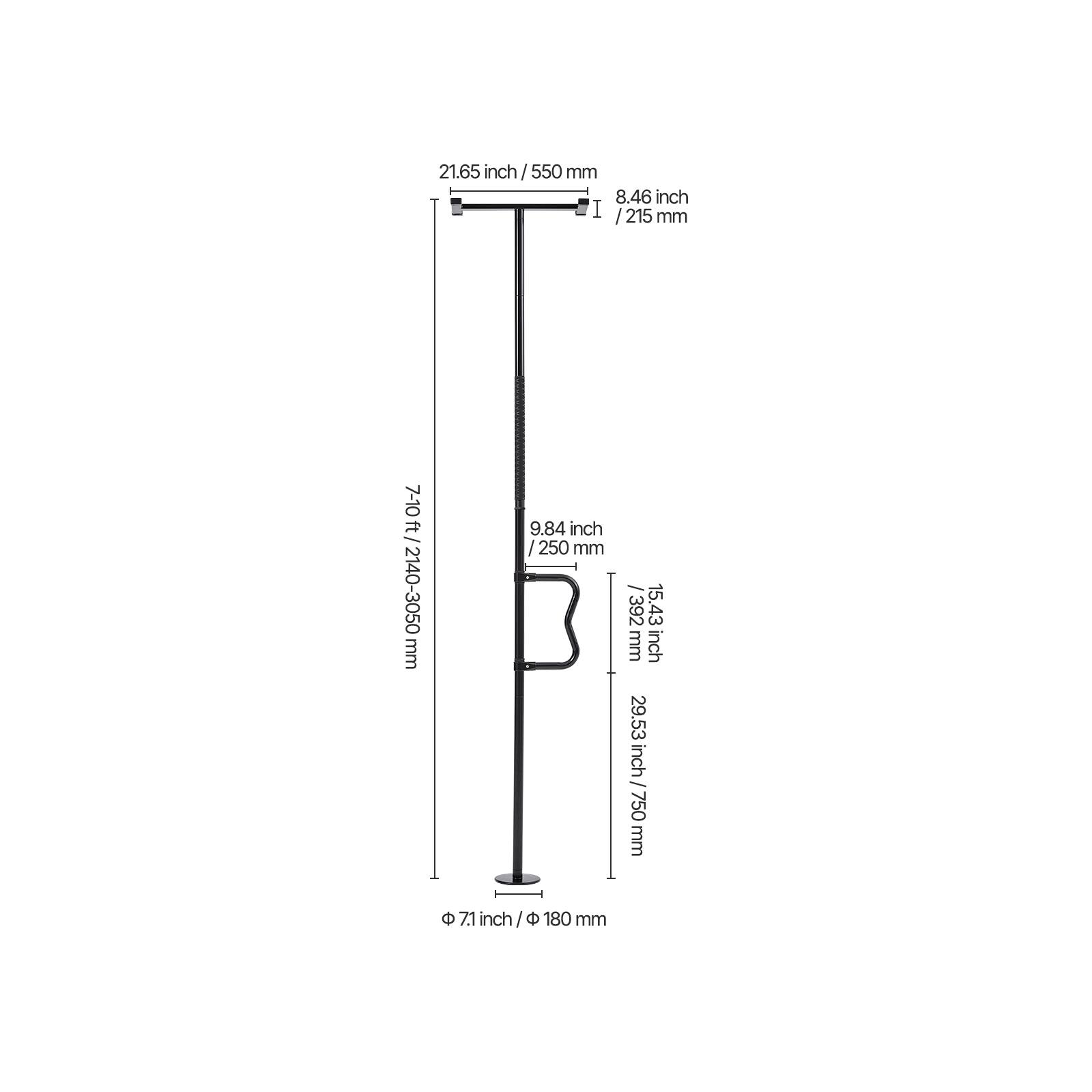 21.65 inch / 550 mm  
8.46 inch / 215 mm  
9.84 inch / 250 mm  
29.53 inch / 750 mm  
7-10 ft / 2140-3050 mm  
15.43 mm / 392 mm  
71 inch / 180 mm