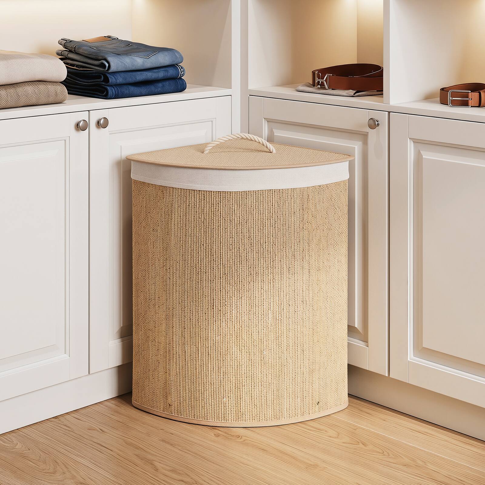 Alt View 3. Costway - Costway 15 Gal Capacity Clothes Hamper Bamboo Laundry Hamper with Removable Liner - Natural.