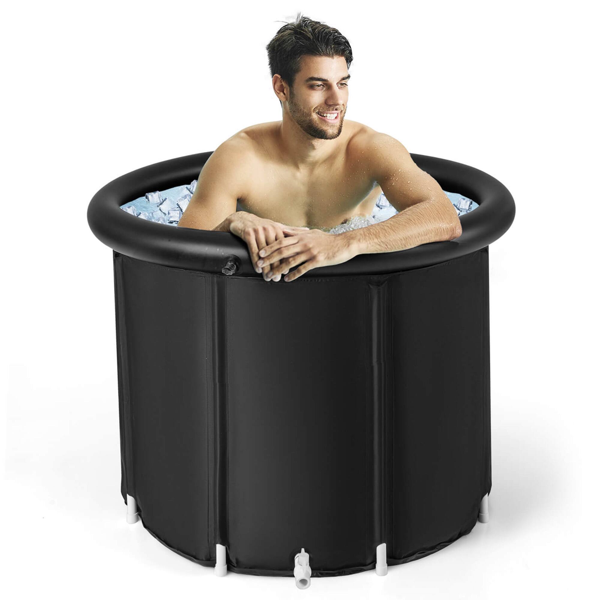 Alt View 17. Costway - Portable Ice Bath Tub Multiple Layered Foldable Freestanding Bath Tub - Black.