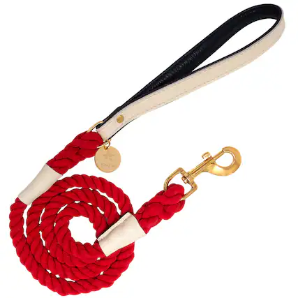 Front. PoisePup - PoisePup Pet Dog 5ft Long Leash - Cream | Navy | Red.