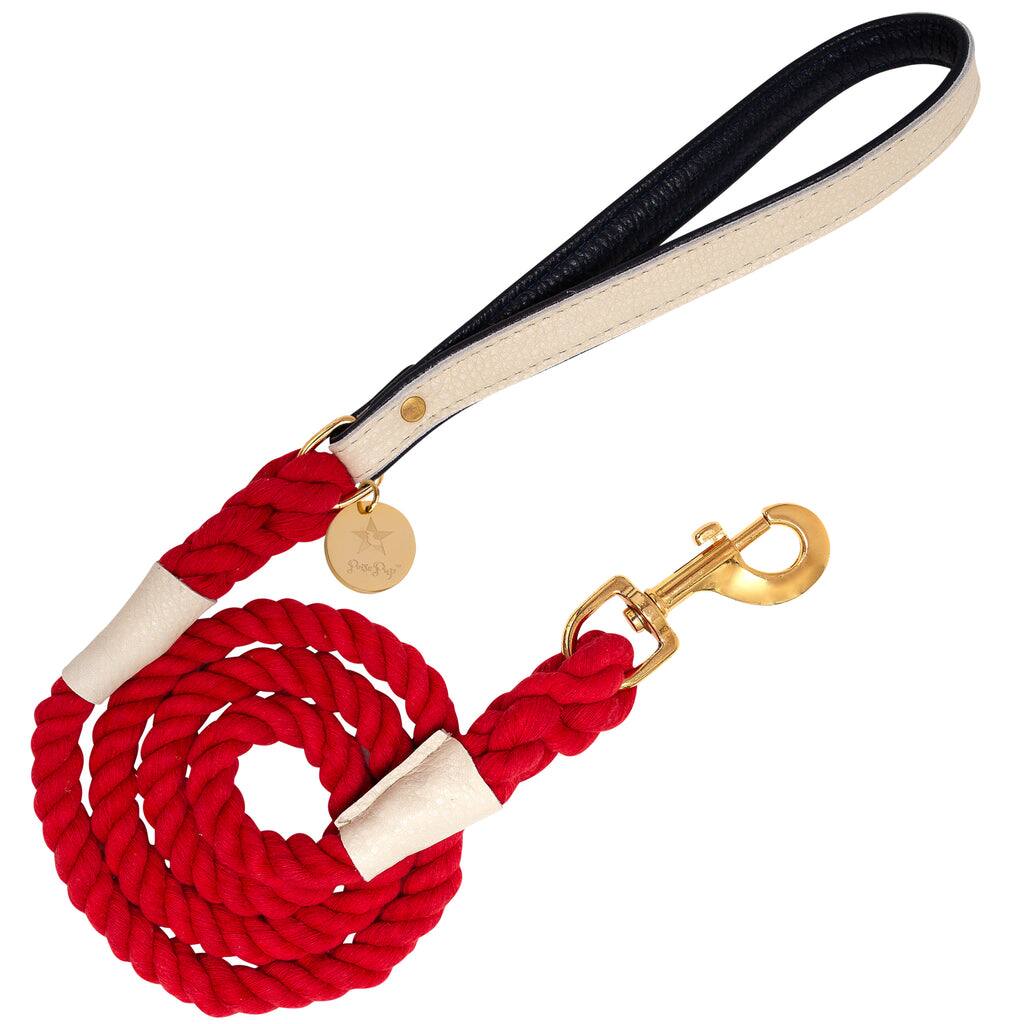 Front. PoisePup - PoisePup Pet Dog 5ft Long Leash - Cream | Navy | Red.