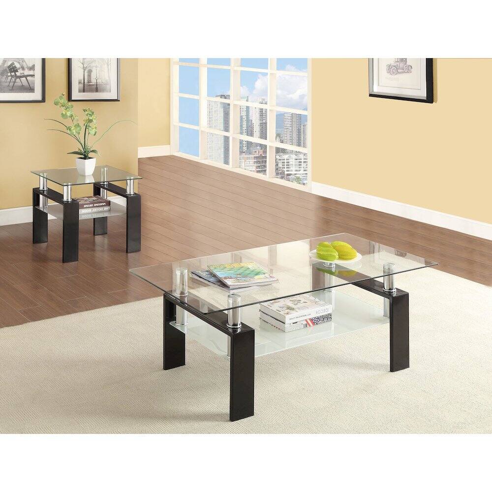 Angle. Coaster Co. of America - Dyer 2-piece Rectangular Coffee and End Table Set Black - Black.