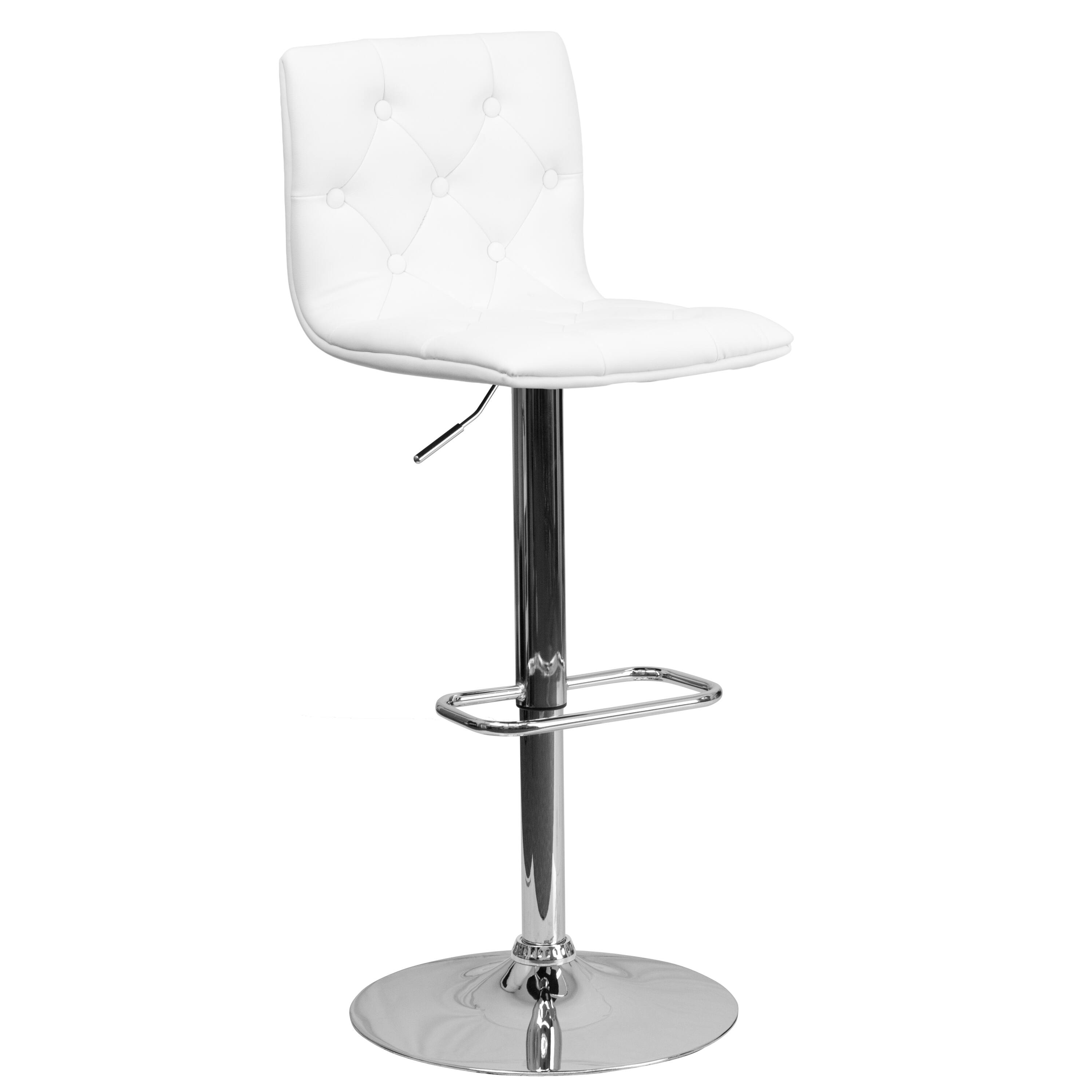 Alt View 1. Emma + Oliver - Button Tufted Vinyl Adjustable Height Barstool with Chrome Base - White.