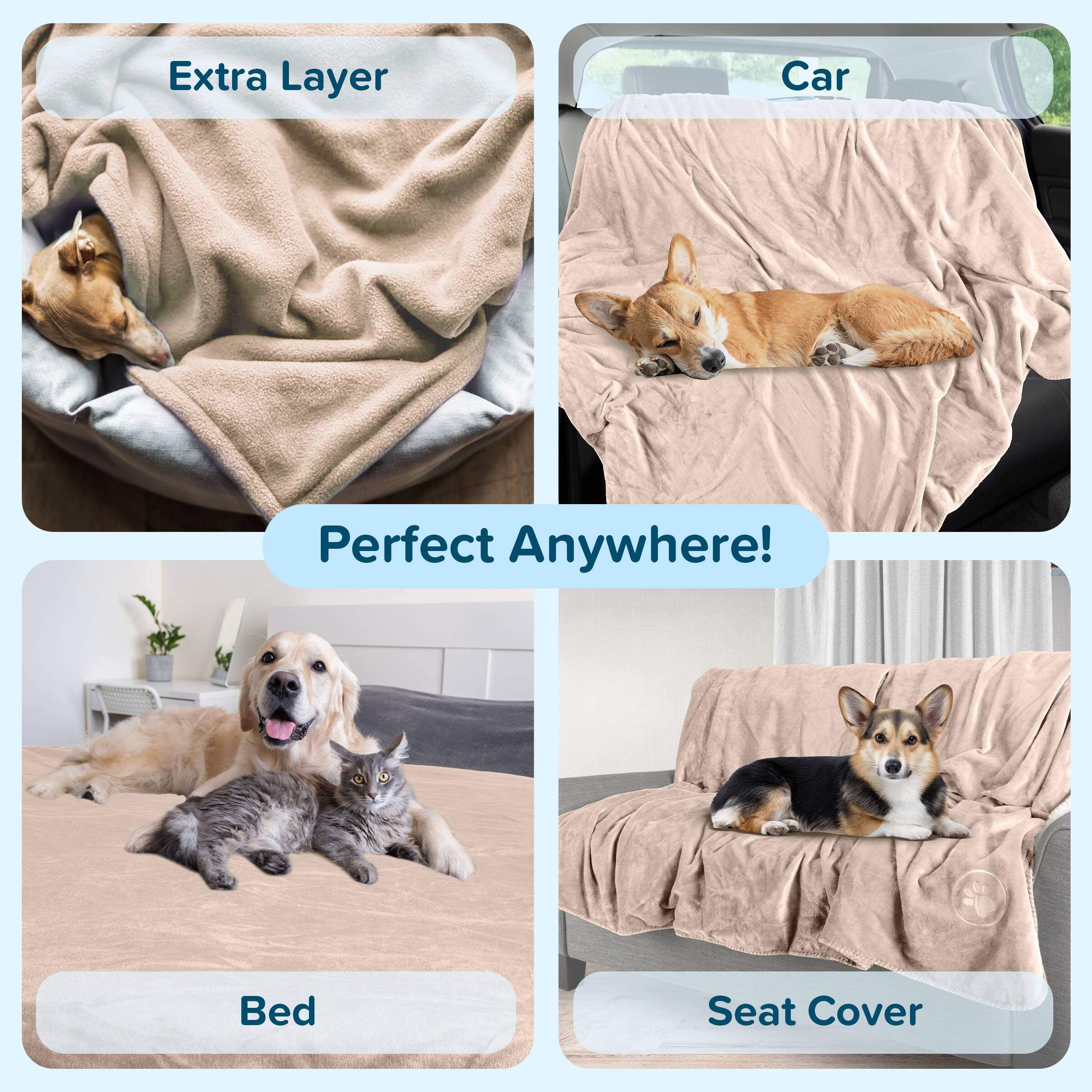 Extra Layer  
Car  
Perfect Anywhere!  
Bed  
Seat Cover