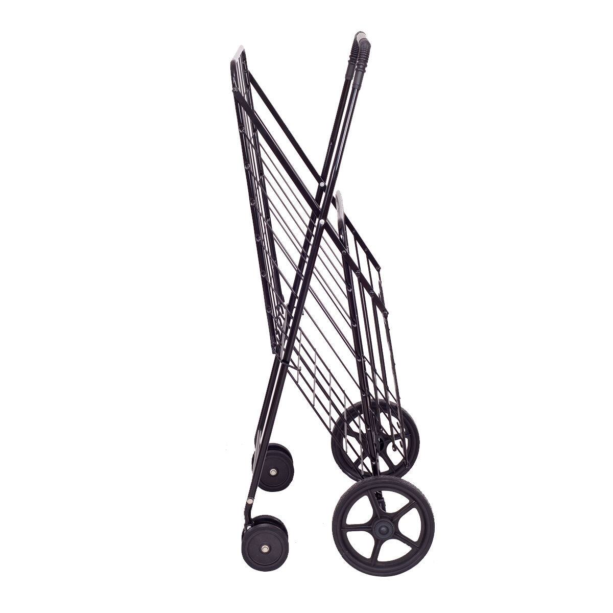 Alt View 13. Costway - Folding Shopping Cart Jumbo Basket Grocery Laundry with Swivel Wheels - Black.