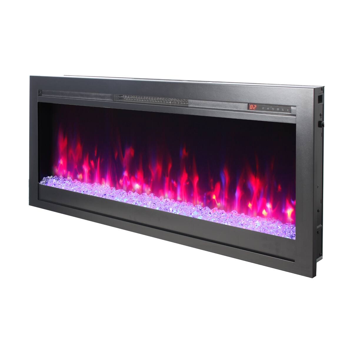 Alt View 2. Loheer - Loheer 44 inch in wall recessed electric fireplace with remote control and multi color flame and ember bed - Antique Black.