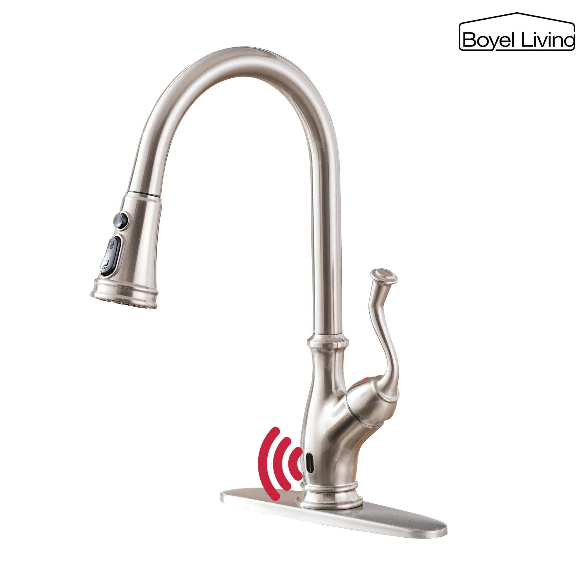 3-Spray Patterns 1.8 GPM Single Handle Touchless Pull Down Sprayer Kitchen Faucet with Deckplate