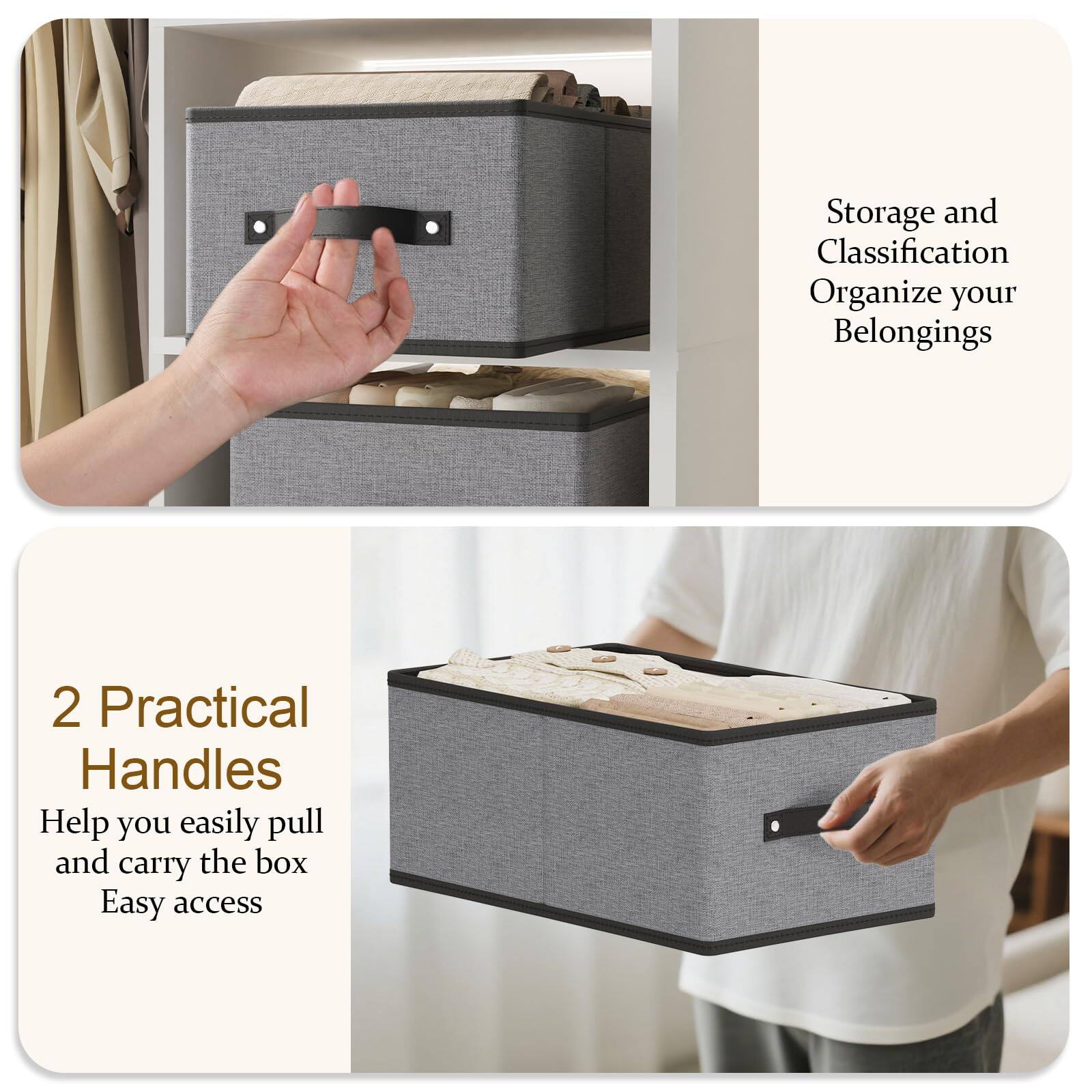 Storage and Classification  
Organize your Belongings  

2 Practical Handles  
Help you easily pull and carry the box  
Easy access