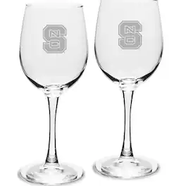 Jardine - NC State Wolfpack 2-Piece 12oz. Traditional White Wine Glass Set - Multicolor