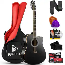 Pyle - Steel String Acoustic Guitar Kit, 41" Full - Natural