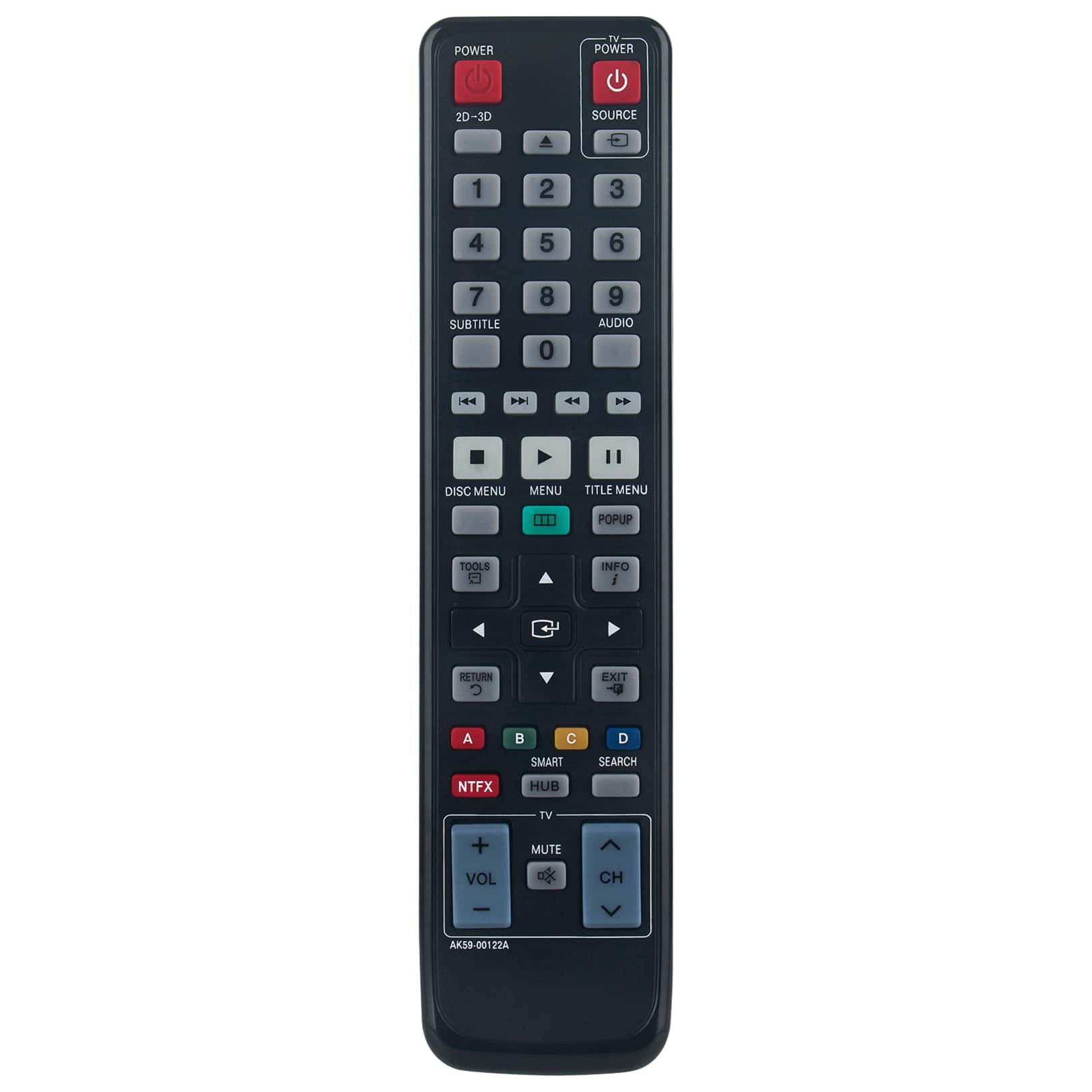 VINABTY - New AK59-00122A Replaced Remote Fits for Samsung Blu-Ray Player BD-D5700/ZA BD-D6700/ZA BD-D7000/ZA TM1052 - Black