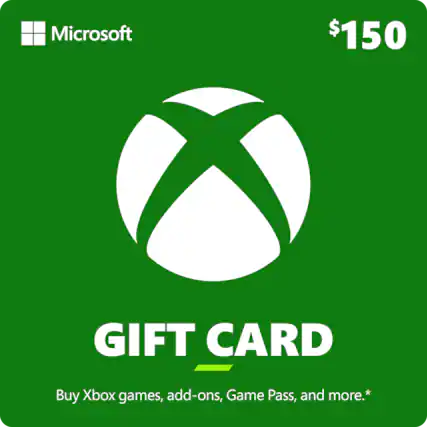 Microsoft
$150
GIFT CARD
Buy Xbox games, add-ons, Game Pass, and more.*