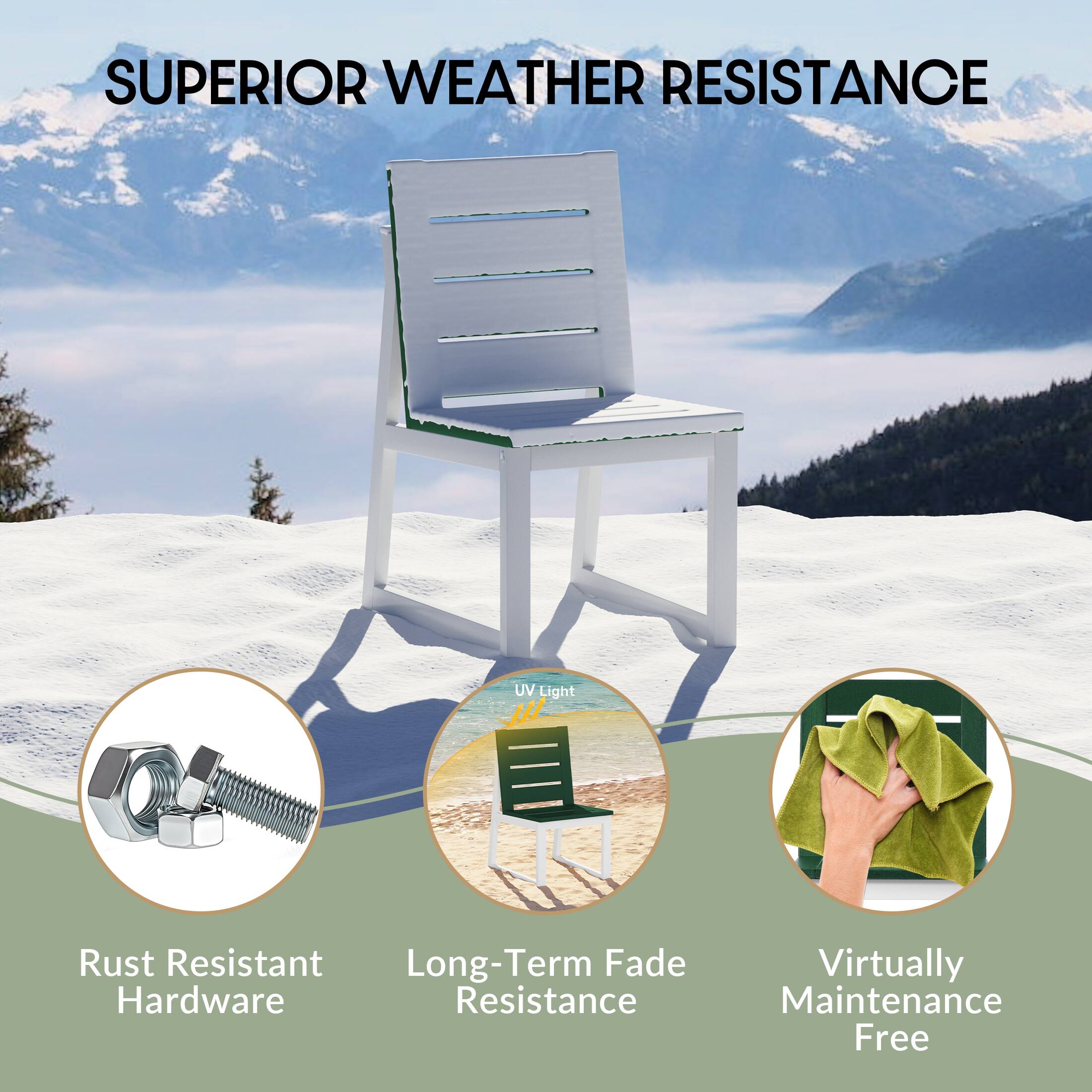 SUPERIOR WEATHER RESISTANCE

- UV Light
- Rust Resistant Hardware
- Long-Term Fade Resistance
- Virtually Maintenance Free