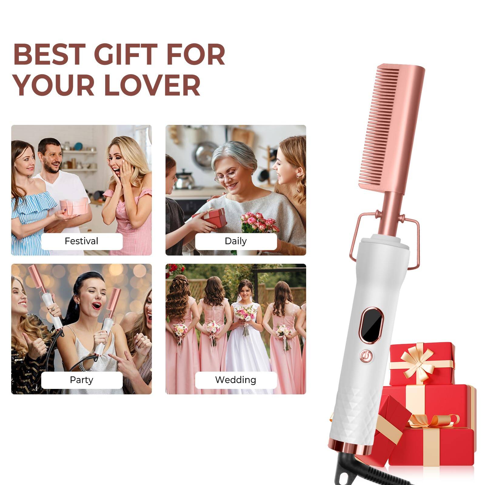 Reds Spade Hot Comb For Wigs Human Hair Curling Iron With Temp Settings ...