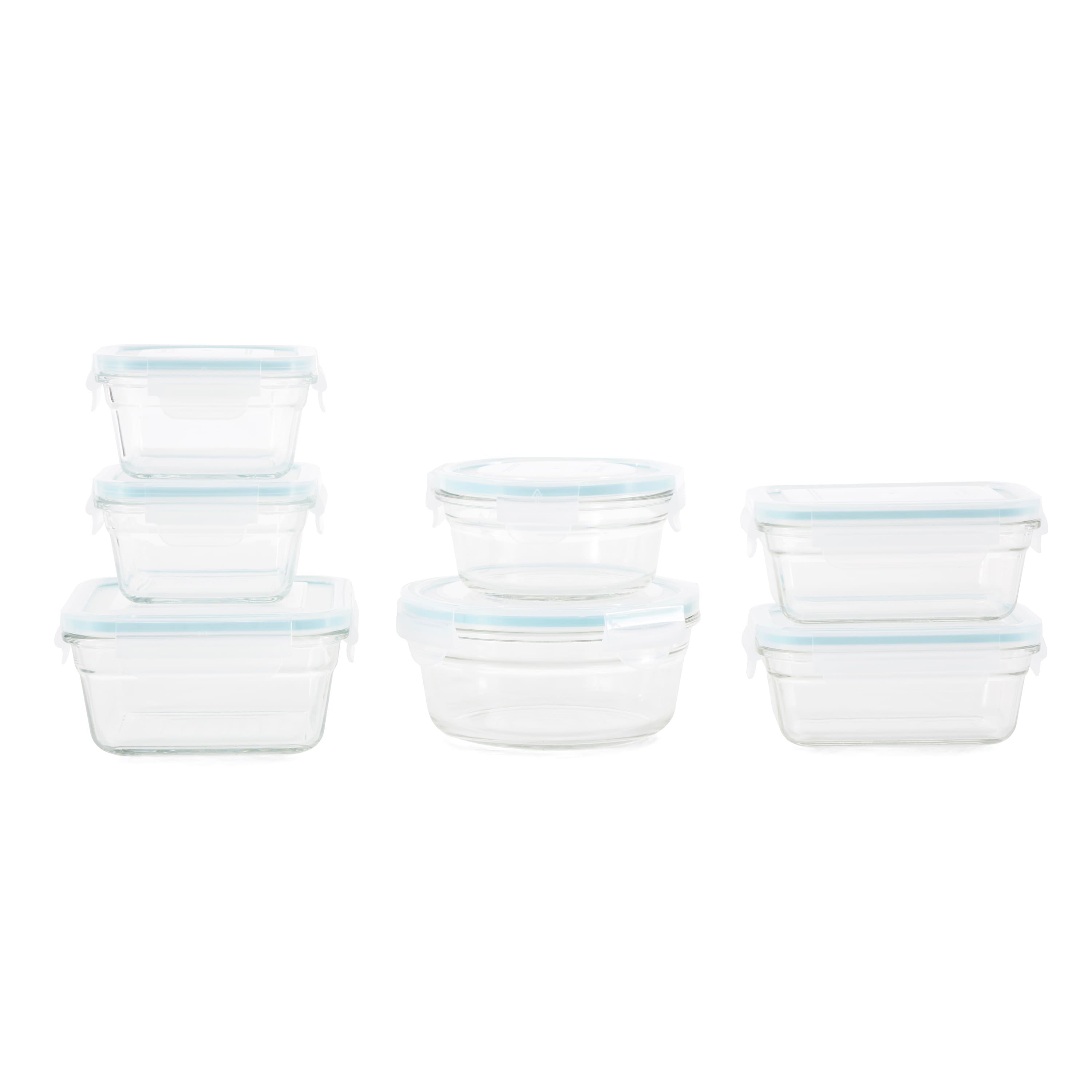 Glasslock - Oven and Microwave Safe Glass Food Storage Containers 14 Piece Set - Clear