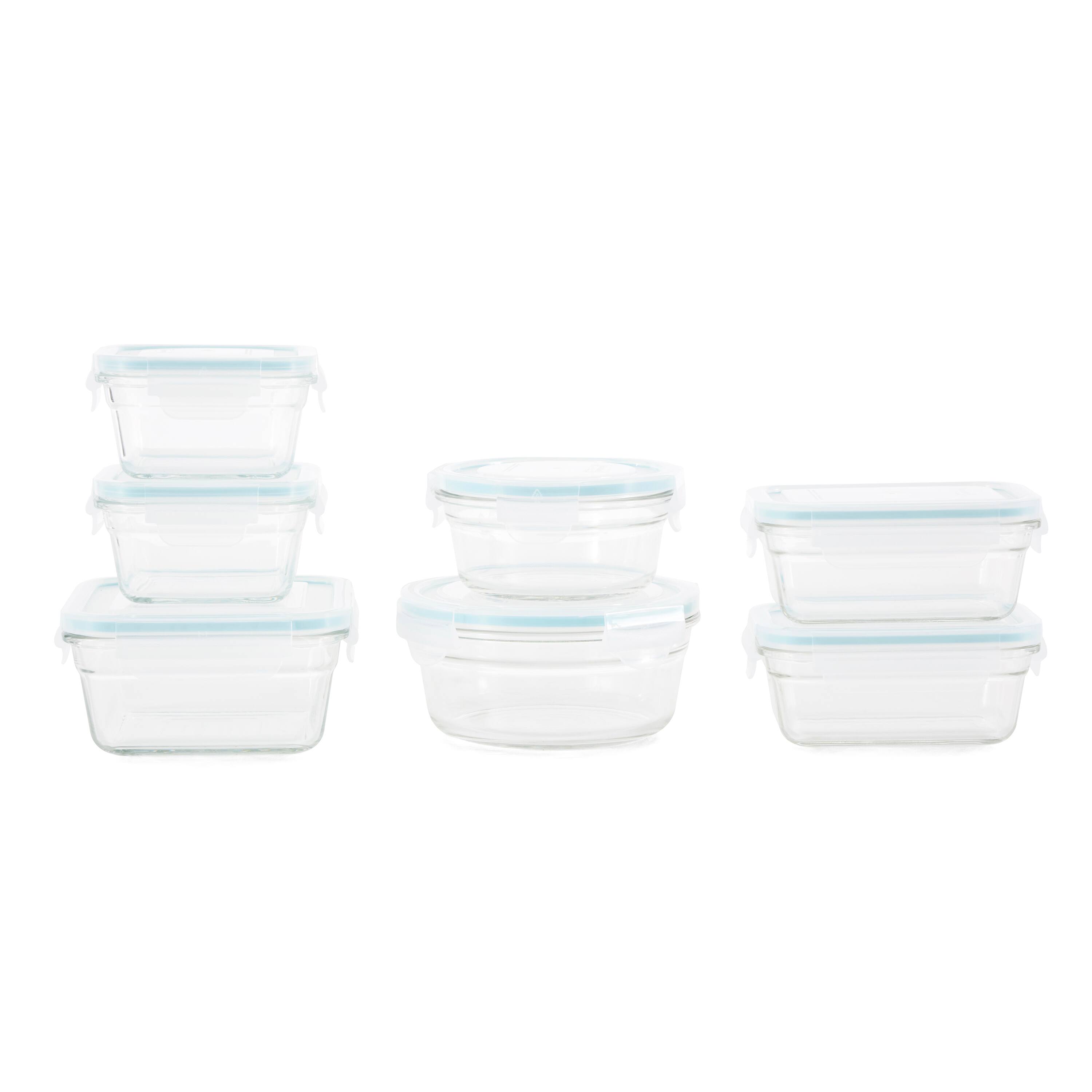 Glasslock - Oven and Microwave Safe Glass Food Storage Containers 14 Piece Set - Clear