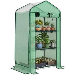 PULUZ - Mini Greenhouse with Screen Roof, Portable Small Greenhouse with Roll-Up Zipper Door, 27.6 inch x 19.7 inch x 50 inch - Green