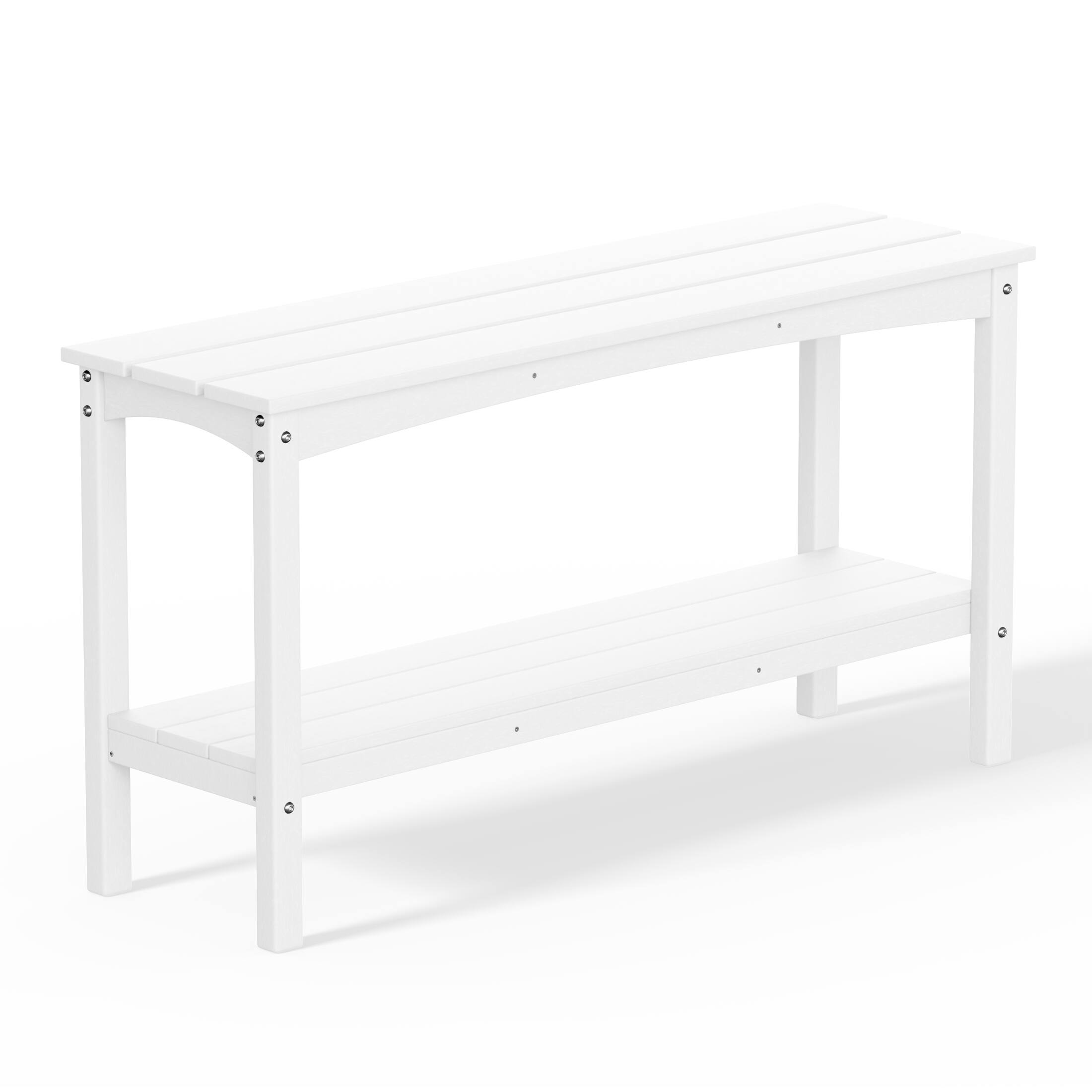 Left. WestinTrends - WestinTrends Malibu 55" Outdoor Patio HDPE Adirondack 2-Tier Shelf Console Table - White.