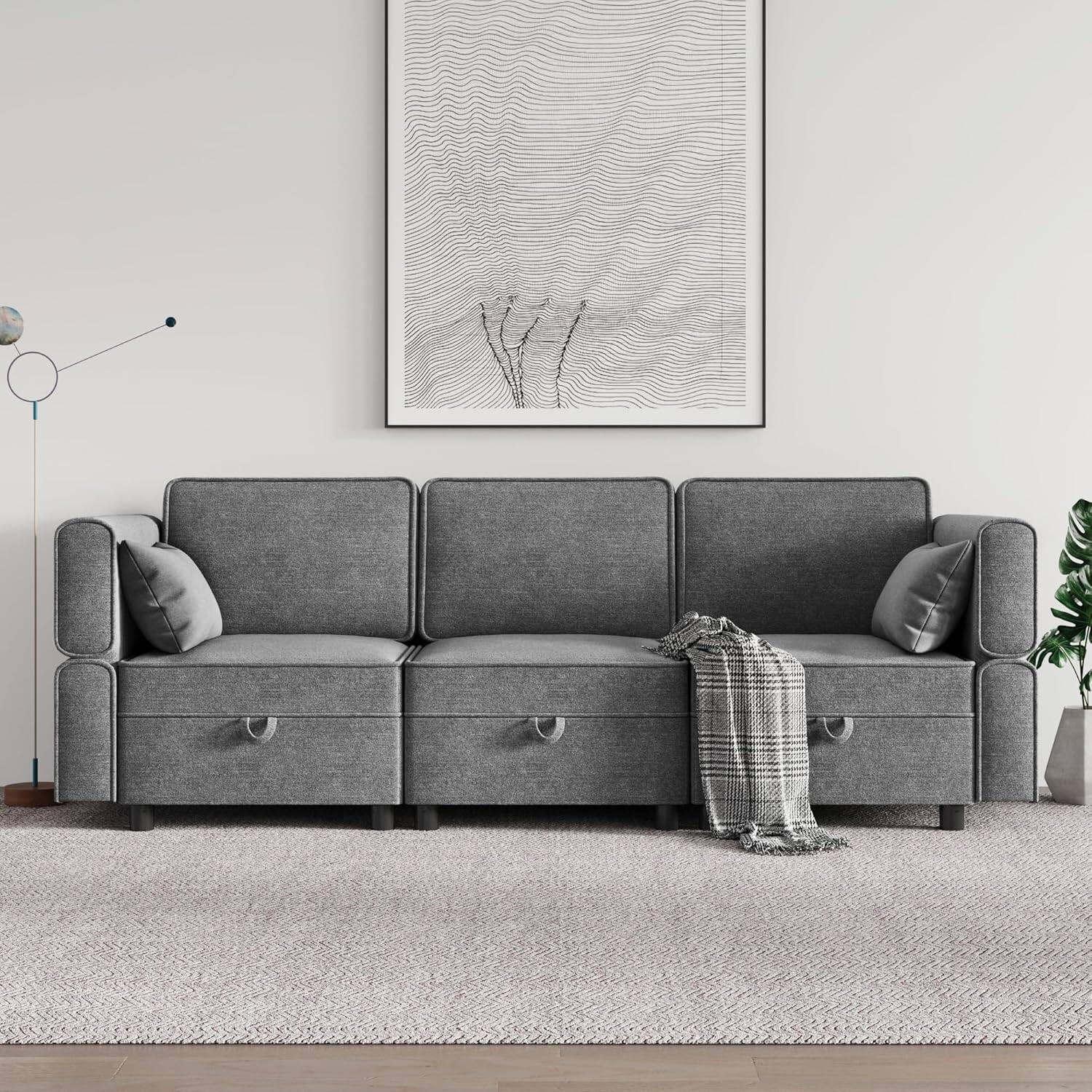 Alt View 2. Babevy - 87inch W 3 Seater Couch with Storage - Multiple colors/finishes.