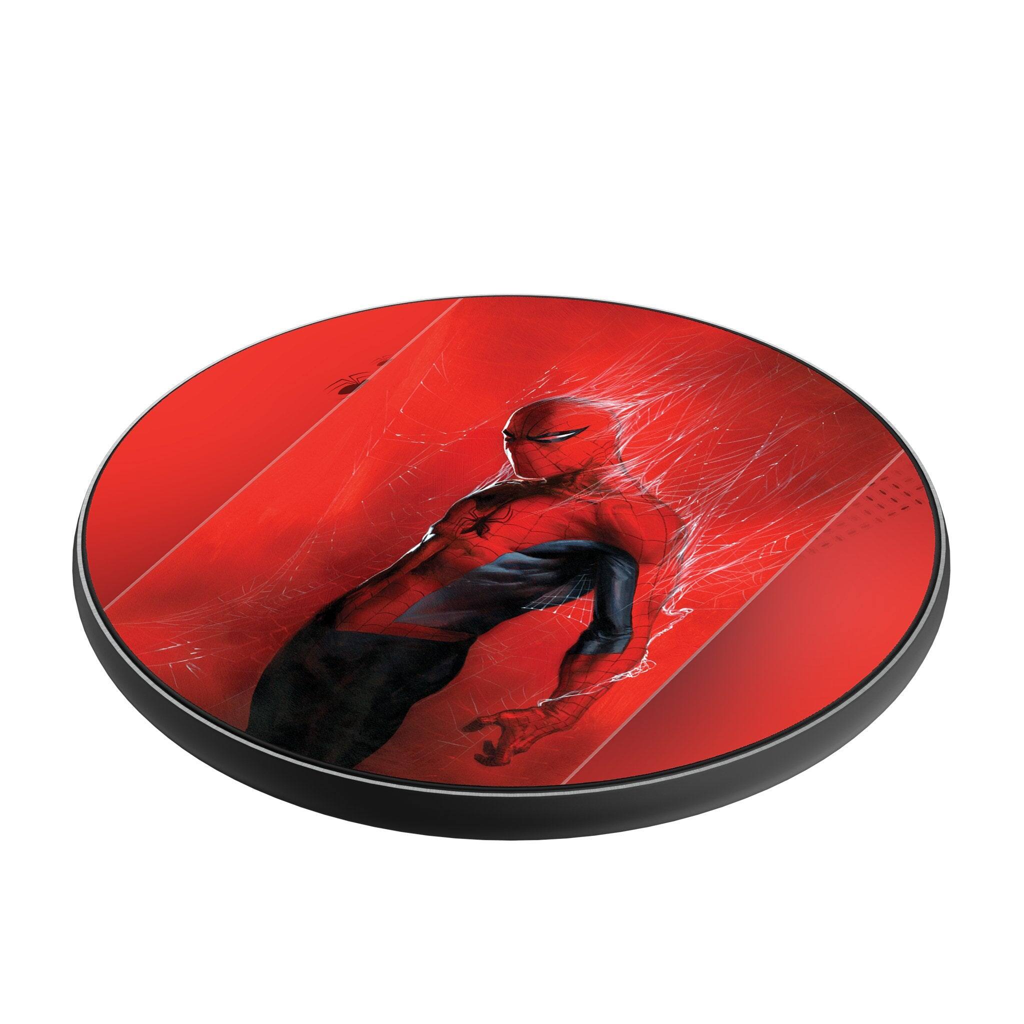 Angle. Keyscaper - Marvel Cover Art 15-Watt Wireless Charger - Spider-Man 1.