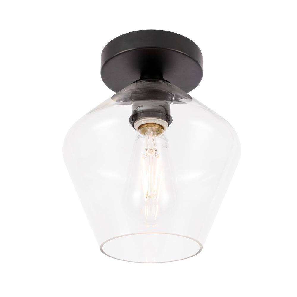Alt View 4. Living District - Gene 1 light Black and Clear glass Flush mount - Black And Clear Glass.