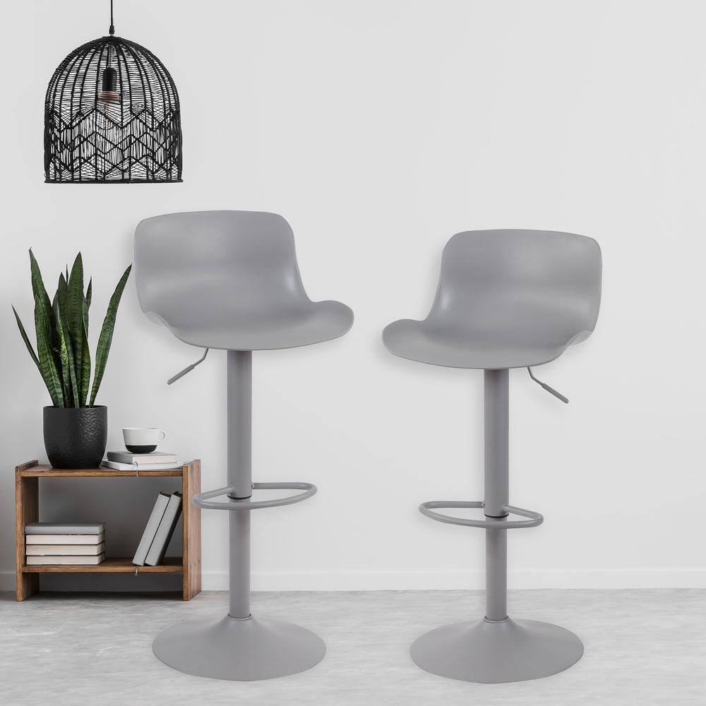 Angle. AmeriHome - Adjustable Height Monochromatic Bar Stool Set - 2 Piece - Gray.